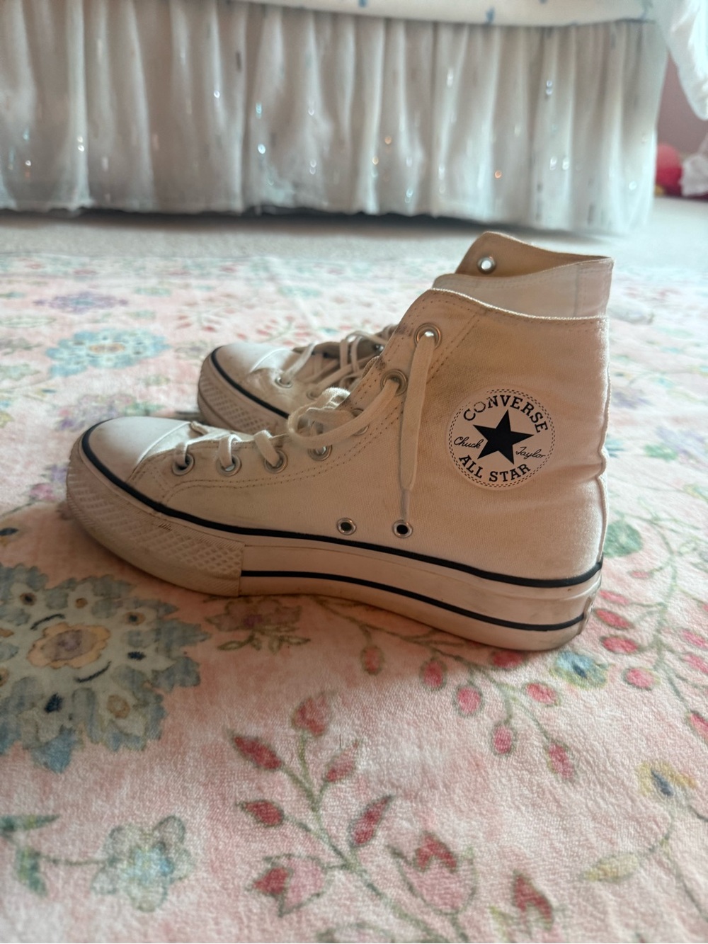 Converse High Top All Star Sneakers - Off-White with Black Trim size 8